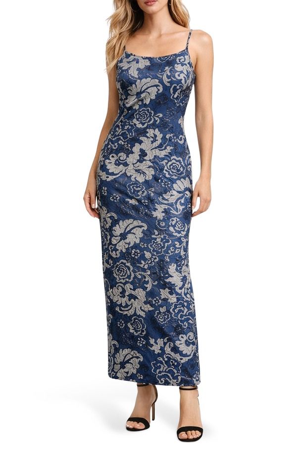 サムエデルマン レディース トップス ワンピース フラワー柄 マキシ フラワー Sam Edelman Floral Scoop Neck Maxi Dress Navy ネイビー