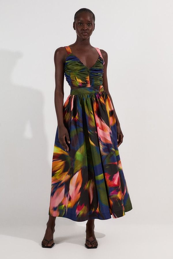 カレンミレン レディース トップス ワンピース マキシ Karen Millen Woven Taffeta Maxi Dress Multi マルチカラー
