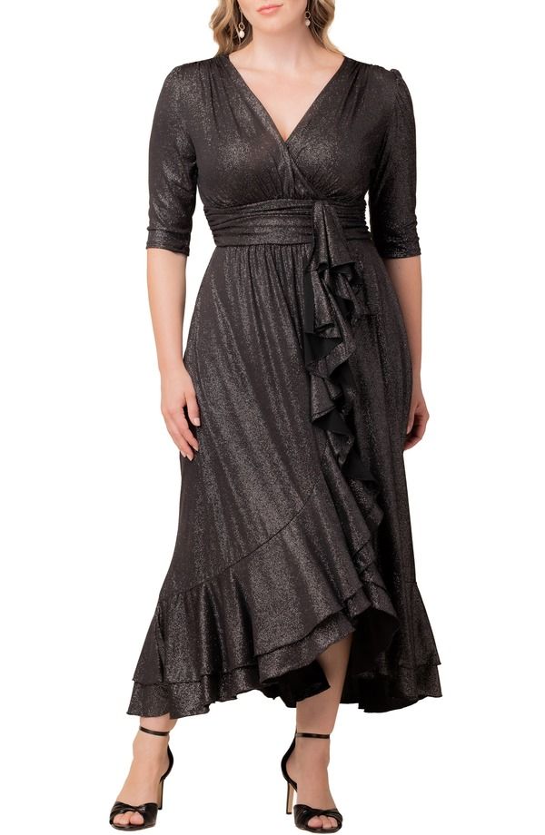 キヨナ レディース トップス ワンピース フリル Kiyonna Glimmeruffle Gown Silver Starlight シルバー