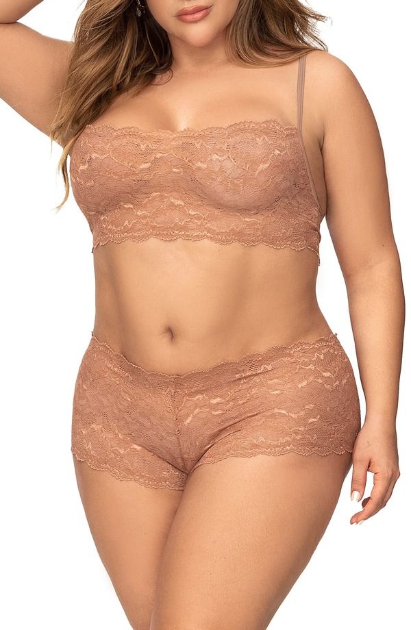 マパレディース ボトムス ハーフパンツ・ショーツ ショートパンツ レース Mapale Lace Bralette Boyshortsetaupe トープ