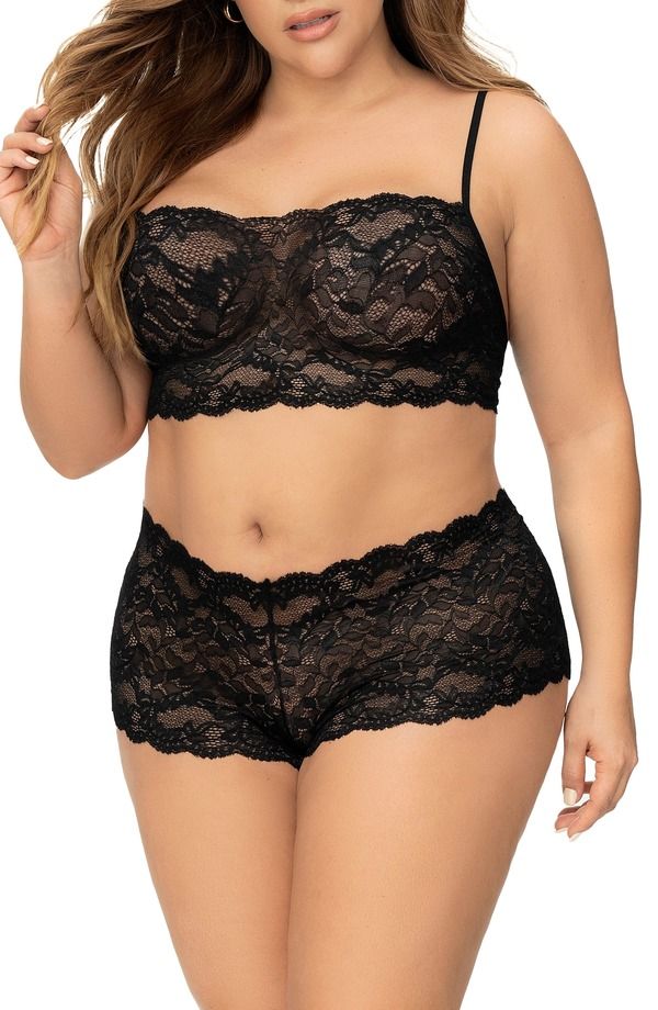 マパレディース ボトムス ハーフパンツ・ショーツ ショートパンツ レース Mapale Lace Bralette Boyshortset Black ブラック