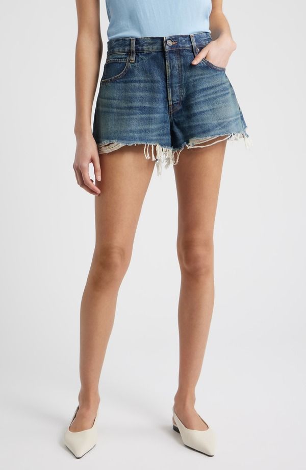 フレーム レディース ボトムス デニムパンツ ショートパンツ FRAME The Hang Frayed Hem Denim Shorts Vida デニム