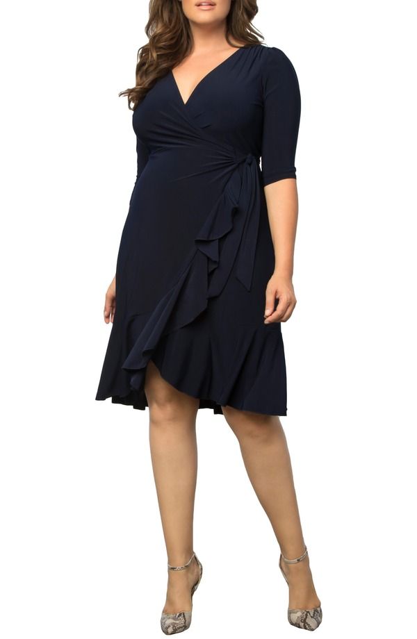 キヨナ レディース トップス ワンピース Kiyonna Whimsy Wrap Dress Navy Blue ネイビー