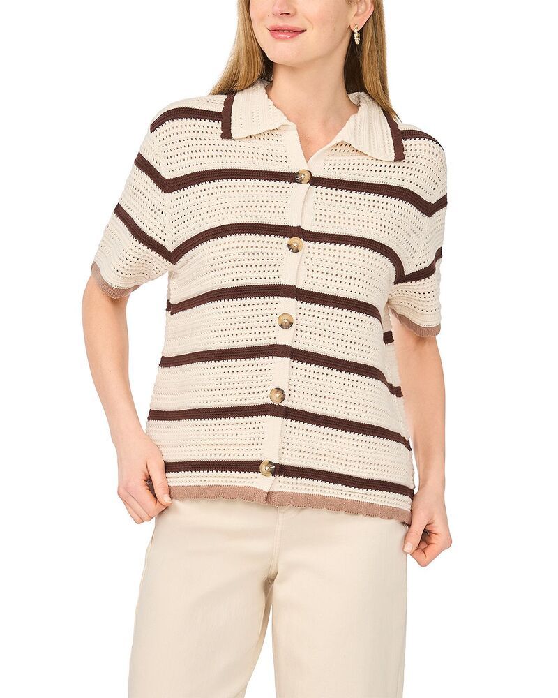ワンステイト レディース アウター ニット・セーター シャツ 1STATE Openwork Sweater Shirt Antique White ホワイト