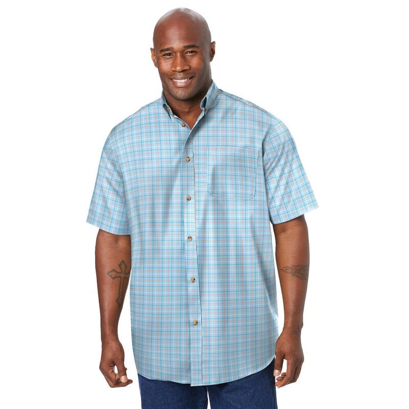 キングサイズ レディース トップス Tシャツ トール KingSize Mens Big Tall Short Sleeve WrinkleFree Sport Shirt Light Blue Ch