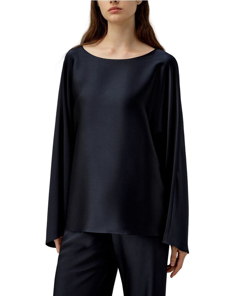 リリーシルク レディース トップス シャツ クルーネック ブラウス LILYSILK Charmeuse Crewneck Blouse Midnight Blue ブルー 58,680円