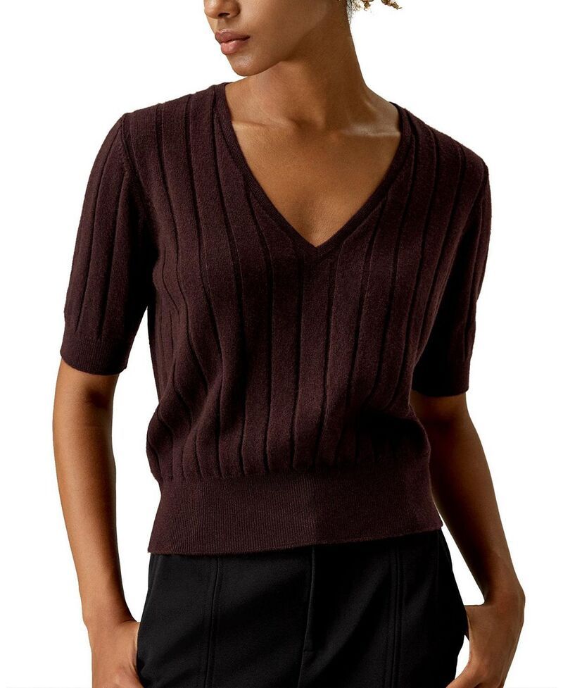 リリーシルク レディース トップス シャツ Vネック LILYSILK VNeck Cashmere Tshirt Fruitwood