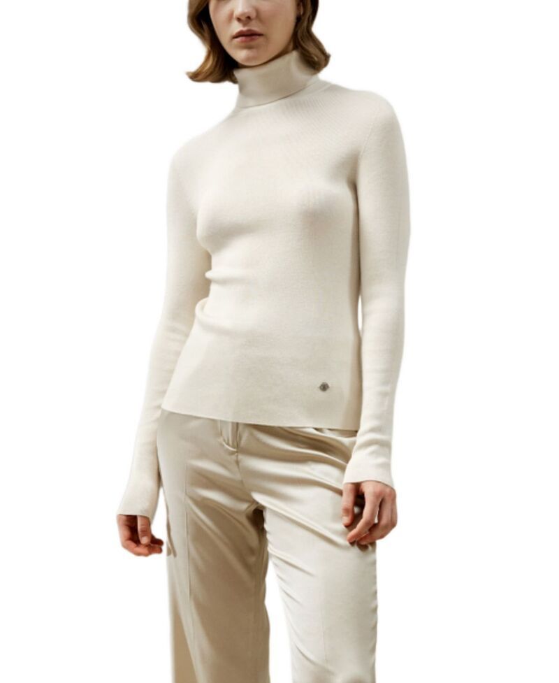 リリーシルク レディース アウター ニット・セータートルネック LILYSILK SeamlessilkCashmere Blend Turtleneck Sweater White ホワイト