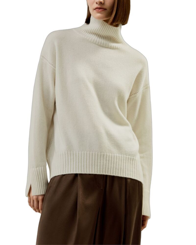 リリーシルク レディース アウター ニット・セータートルネック LILYSILK Turtleneck RelaxedFit Cashmere Sweater White ホワイト