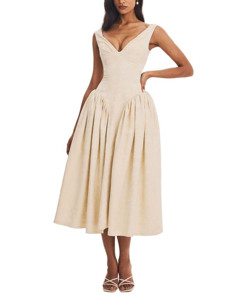 ミスサークル レディース トップス ワンピース ギャザー ミディ チェルシー Miss Circle Chelsea Jacquard Ruched Bust Sweetheart Midi Dres