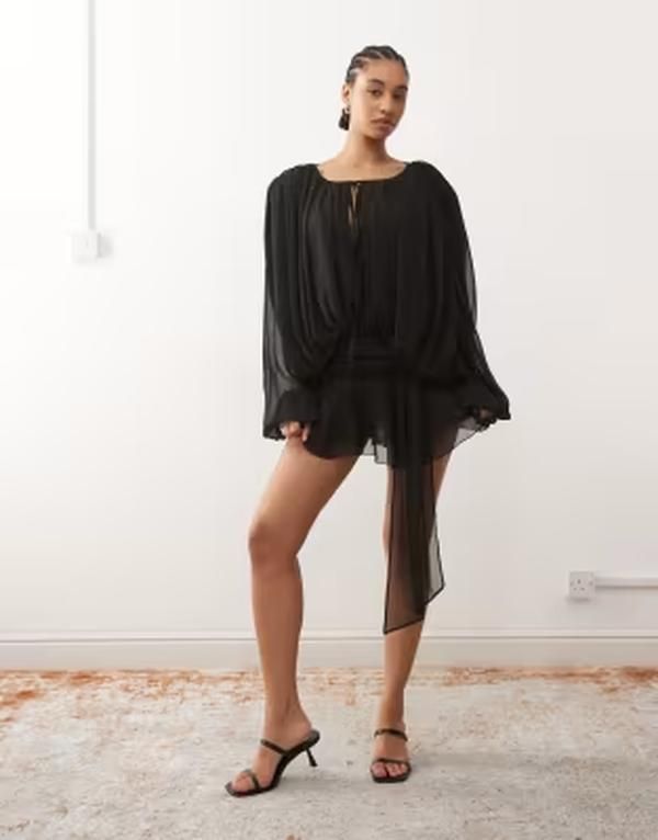 ライオネス レディース トップス ワンピース シフォン バルーンスリーブ ドレープチ ミニ Lioness Elements Petite chiffon drape detail balloon s