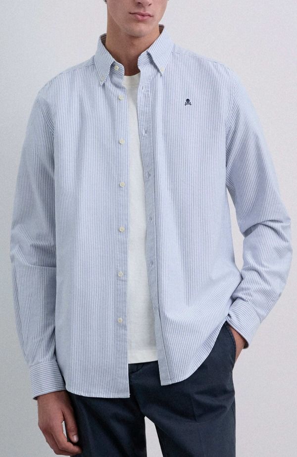 スカルパーズ メンズ トップス シャツ オックスフォード Scalpers New Oxford Bd Slim Oe Shirt Bluestripes
