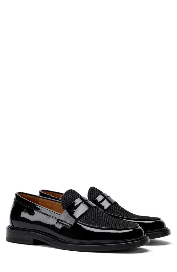 マークノーラン メンズ シューズ メッシュ ローファー MARC NOLAN Calumesh Penny Loafer Black ブラック