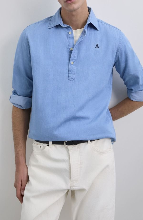 スカルパーズ メンズ トップス シャツ Scalpers Alpha Polera Shirt Lightdenim
