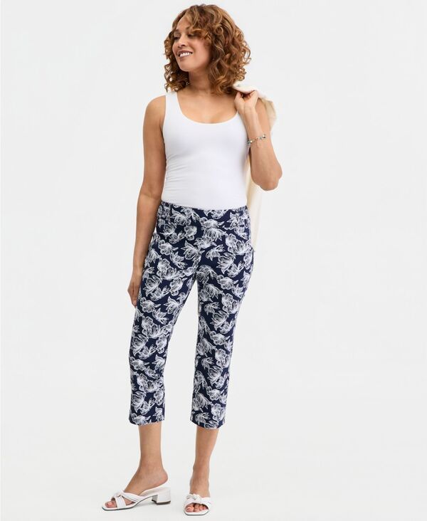 ジェイエムコレクション レディース ボトムス カジュアルパンツ プリント キャップ JM Collection Womens Printed PullOn Capri Pants Intrepid B