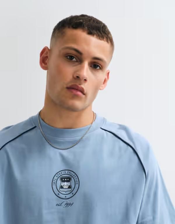 エイソス メンズ トップス Tシャツ グラフィック ASOS DESIGN boxy oversized cut and sew Tshirt with sports graphic Mountain
