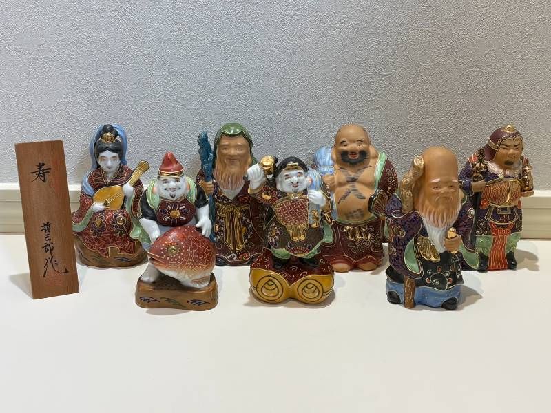 九谷焼 陶器 七福神 恵比寿 大黒天 福禄寿 毘沙門天 布袋 寿老人 弁財天 哲三郎 置物