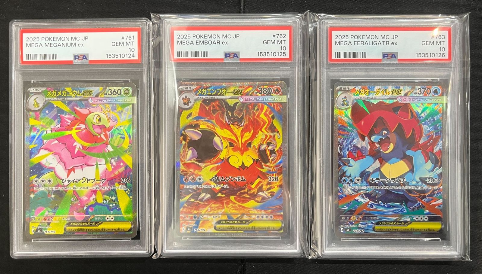 三連番】【PSA10】メガメガニウムex(-)〈761/742〉[MC] メガエンブオー