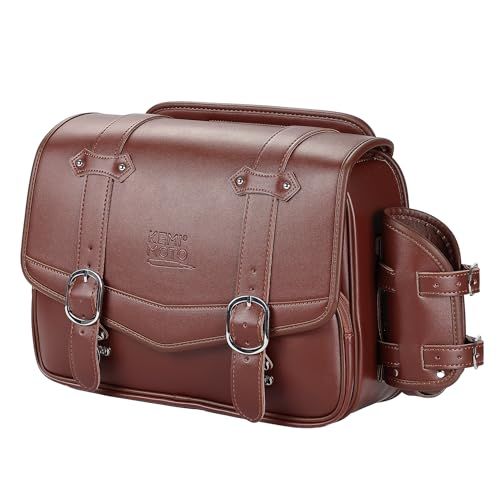 KEMIMOTO バイク サイドバッグ サドルバッグ 汎用 15L サイドバック 大容量 ドリンクホルダー付属 金具防錆 小物収納 ブラウン KM401BWas bfb8475a