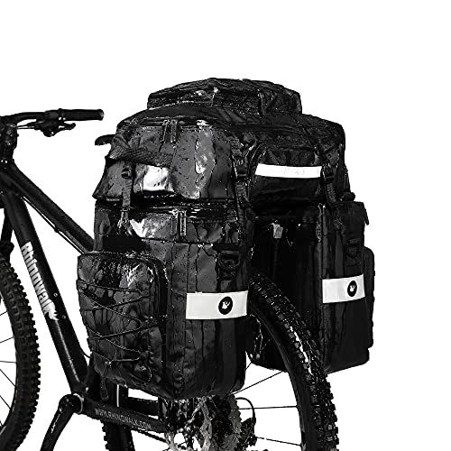 Rhinowalk リアバッグ 自転車サイドバッグ 75L大容量 キャリアバッグ 防水 パニアバッグセット モジュール自転車バッグ 多機能 収納力 取り付け簡単 サイクリングツーリングバッグ レインカバー付き キャンプ アウトドア用as 930e3d77