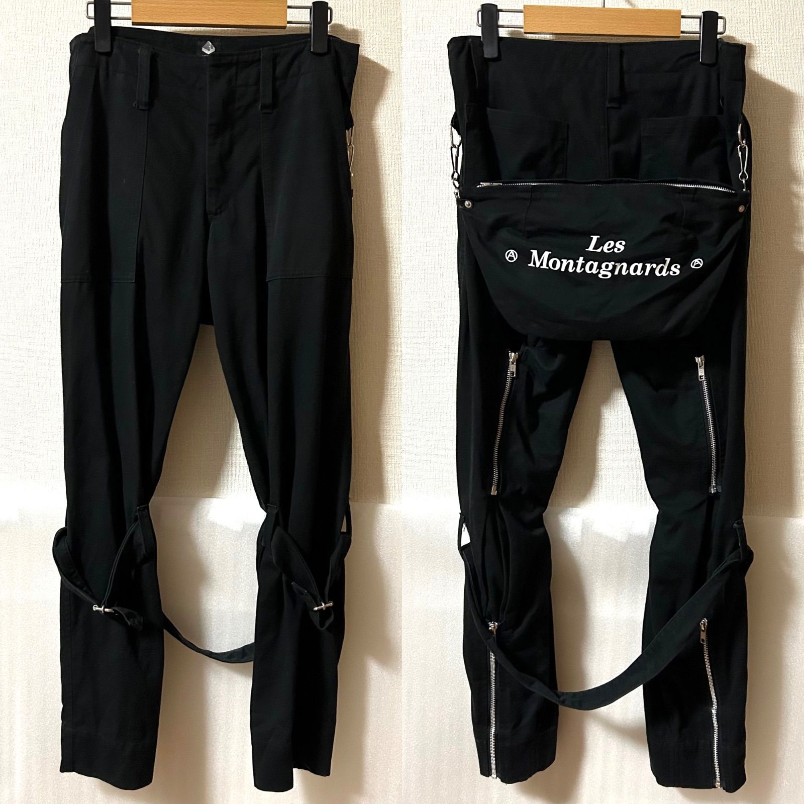 W75-股下73cm！マウンテンリサーチ 古着ボンデージパンツ 黒