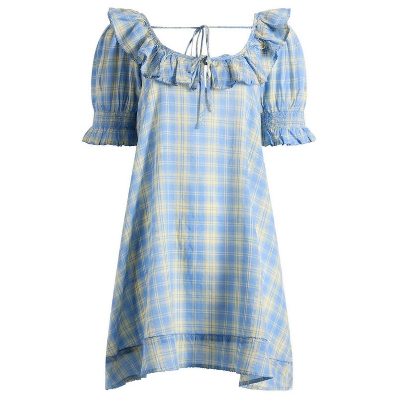 ダムソンマダー レディース トップス ワンピース ミニ Damson Madder Harlow Minight Dress Blue ブルー