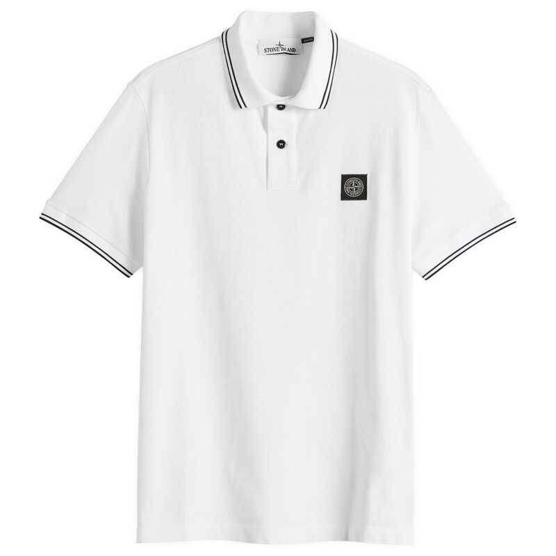 ト*太様 STONE  ストーンアイランドホワイト ポロシャツ スリ ストーンアイランド メンズ トップス ポロシャツ ロゴ Stone Island