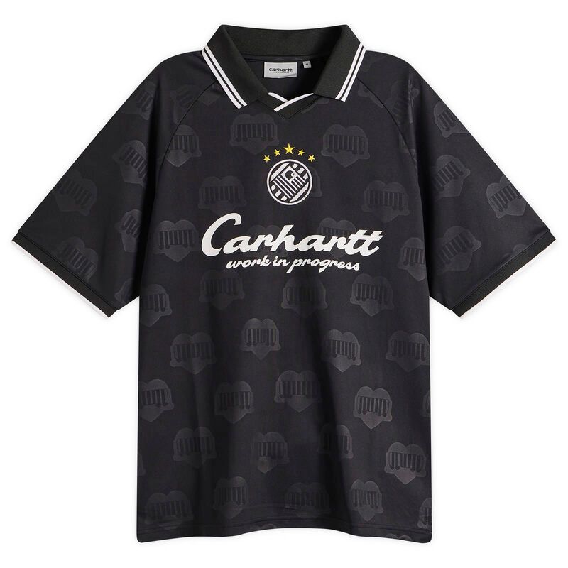 カーハート メンズ トップス Tシャツ Carhartt WIP Terrace Football TShirt Black Heartrain Jacquard ブラック