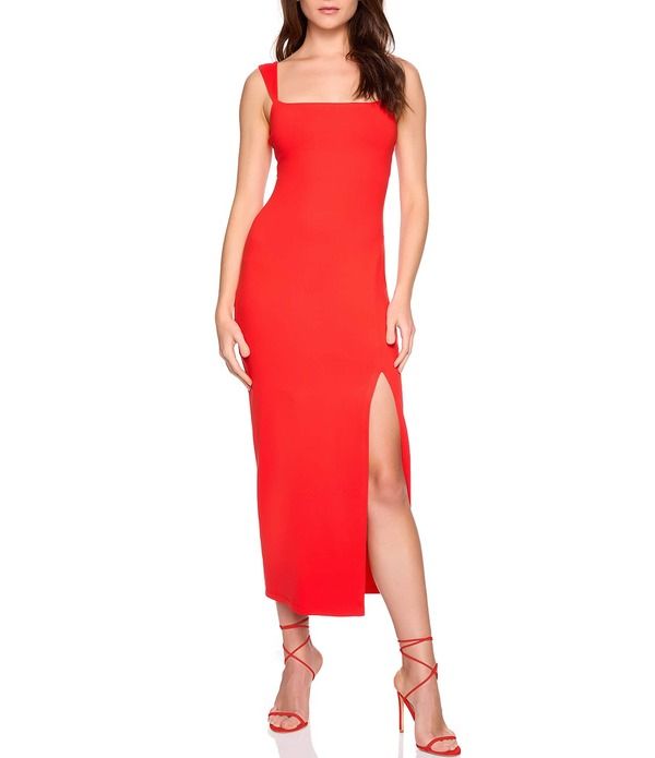 スサナモナコ レディース トップス ワンピース ミディ ノースリーブ Susana Monaco Square Neck Sleeveless Bodycon Midi Dress Flame