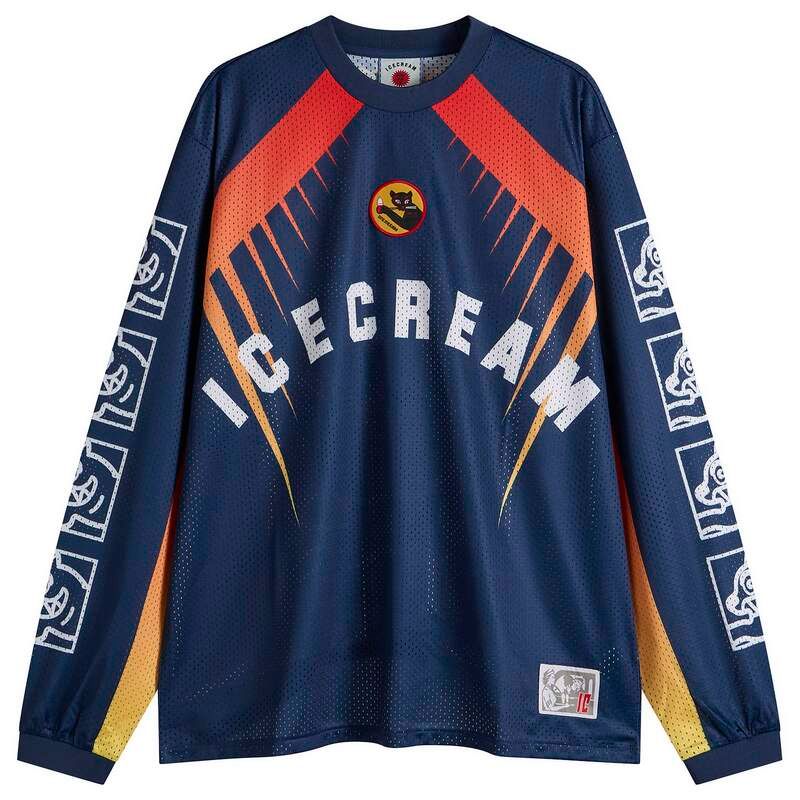 アイスクリーム メンズ トップス シャツ メッシュ ICECREAMoto Racer Ls Meshirt Navy ネイビー
