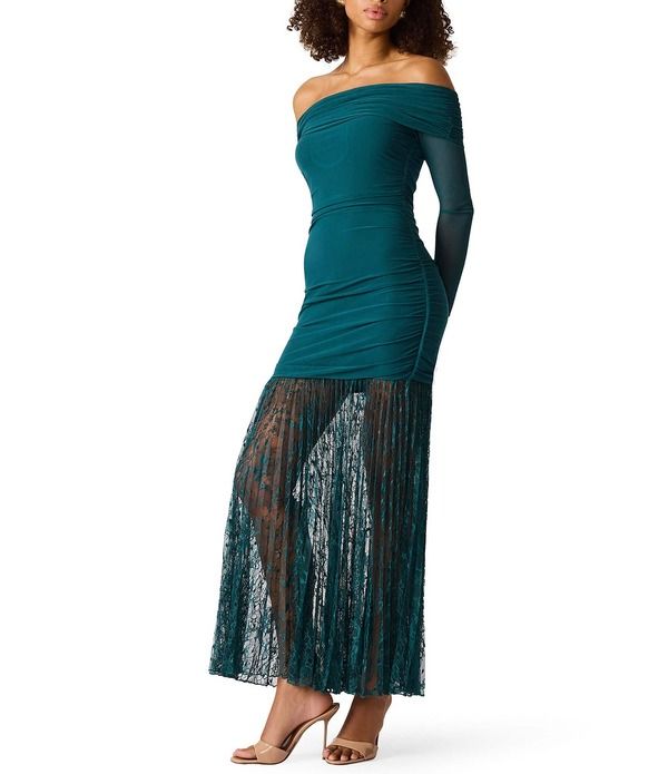 スティーブ マデン レディース トップス ワンピース ギャザー メッシュ マキシ Steve Madden Issa Ruched Mesh Drop Waist Maxi Dress Turkish