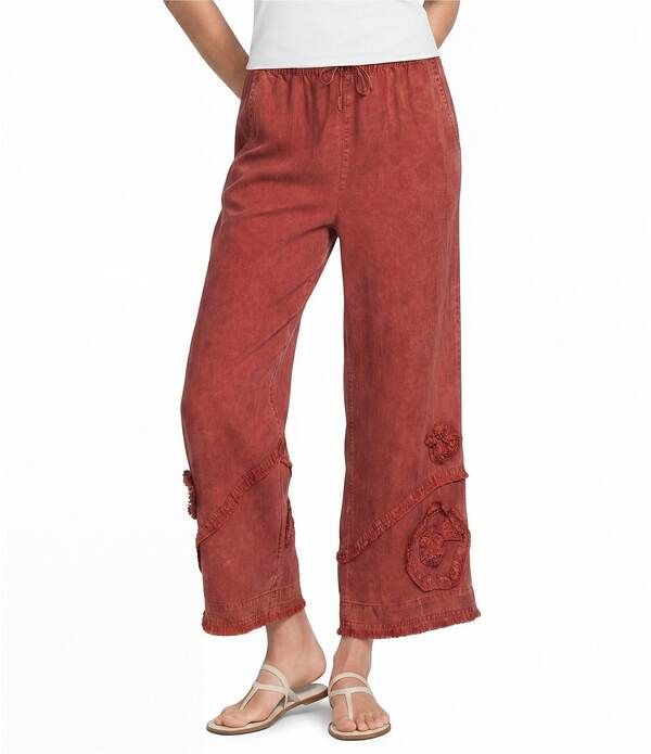 アリ マイルス レディース ボトムス カジュアルパンツ Ali Miles Coordinating Applique Drawstring Straight PullOn Pantspice