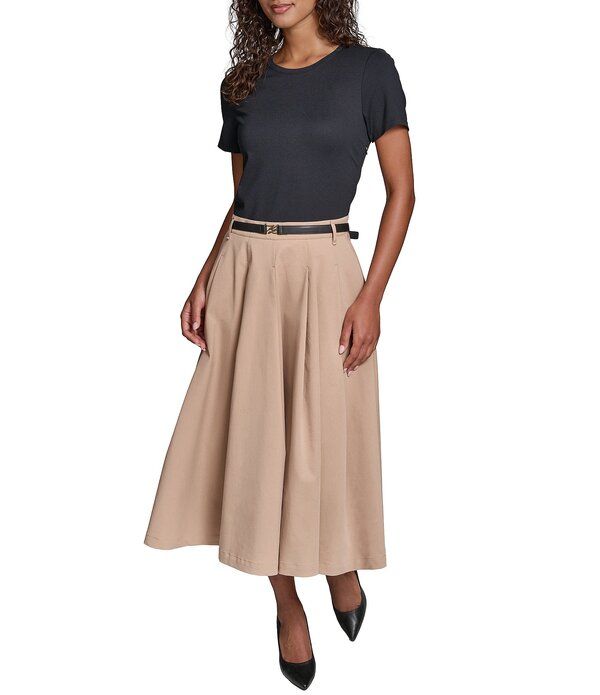 カール ラガーフェルド レディース トップス ワンピース クルーネック ミディ ジャージー KARLAGERFELD PARIS Refined Jersey Crew Neck Short Slee