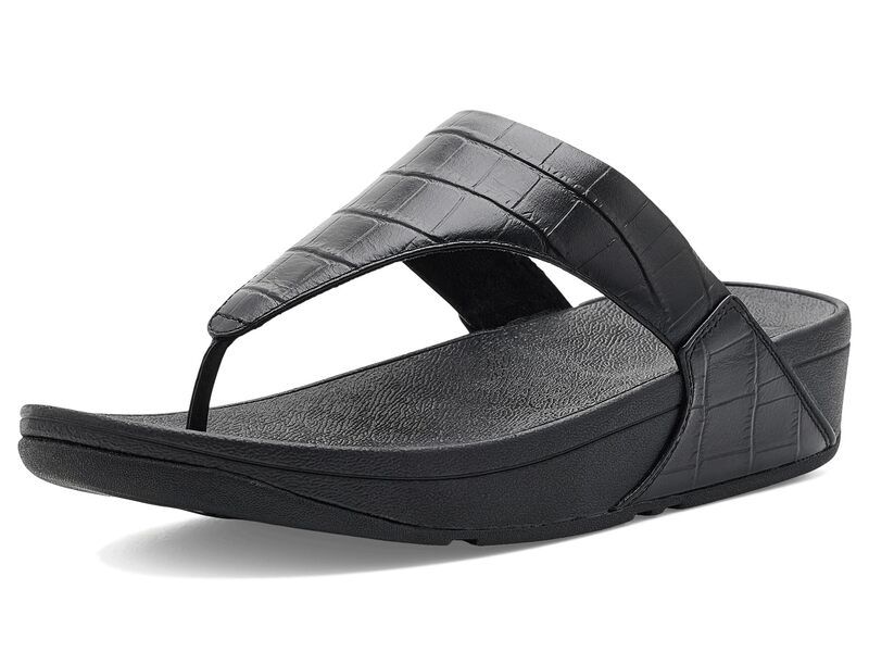 フィットフロップ レディース シューズ サンダル Fitflop Lulu Crocodile Toe Post Sandals All Black ブラック