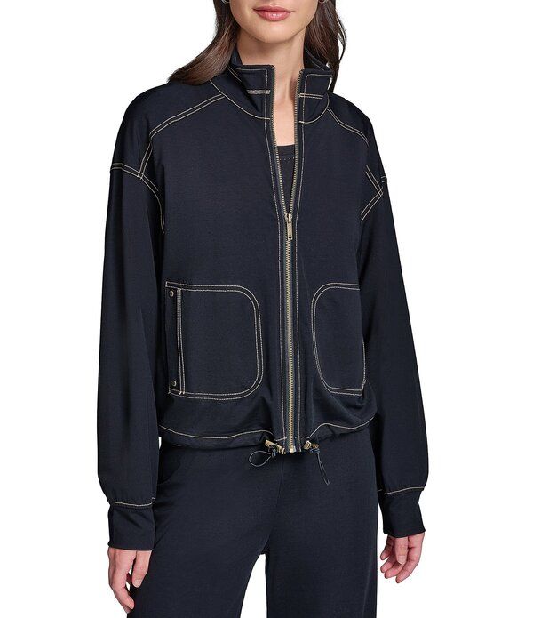 カール ラガーフェルド レディース アウター コート モックネック ジャージー ジャケット KARLAGERFELD PARIS Refined Jersey Mock Neck Long Sleev