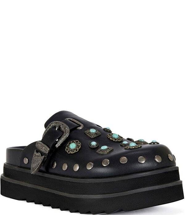 アザレア ワン レディース シューズ サンダル プラットフォーム Azalea Wang Mavistudded Buckle Straplatformules Black ブラック
