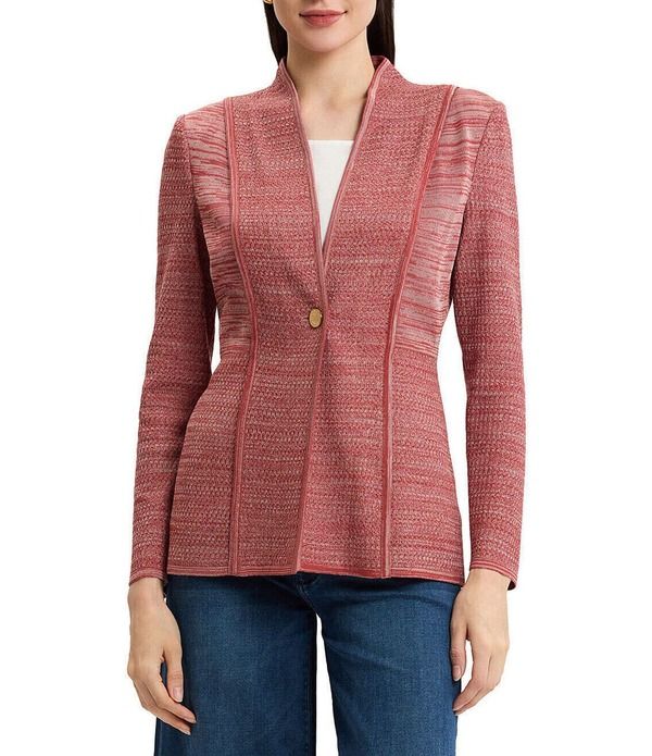 ミソック レディース アウター コート ニット ジャケット MISOOK Tailo red Melange Knit Long Sleeve One ButtonFront Jacket Russe