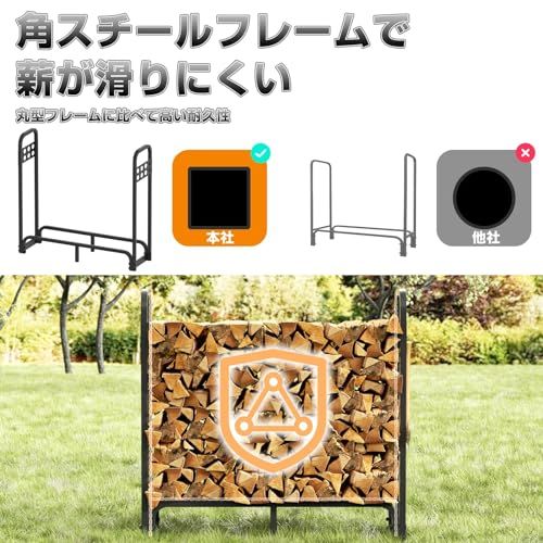 SUNPIE 薪ラック ログラック 100×30×96cm 耐荷重約600kg 約25束収納 両側ツール収納 組立簡単 丈夫 頑丈 屋外 シンプルデザイン 薪ストッカー 薪ストーブ 薪ラックスタンド キャンプ BBQ レジャー★ 6e4876b3
