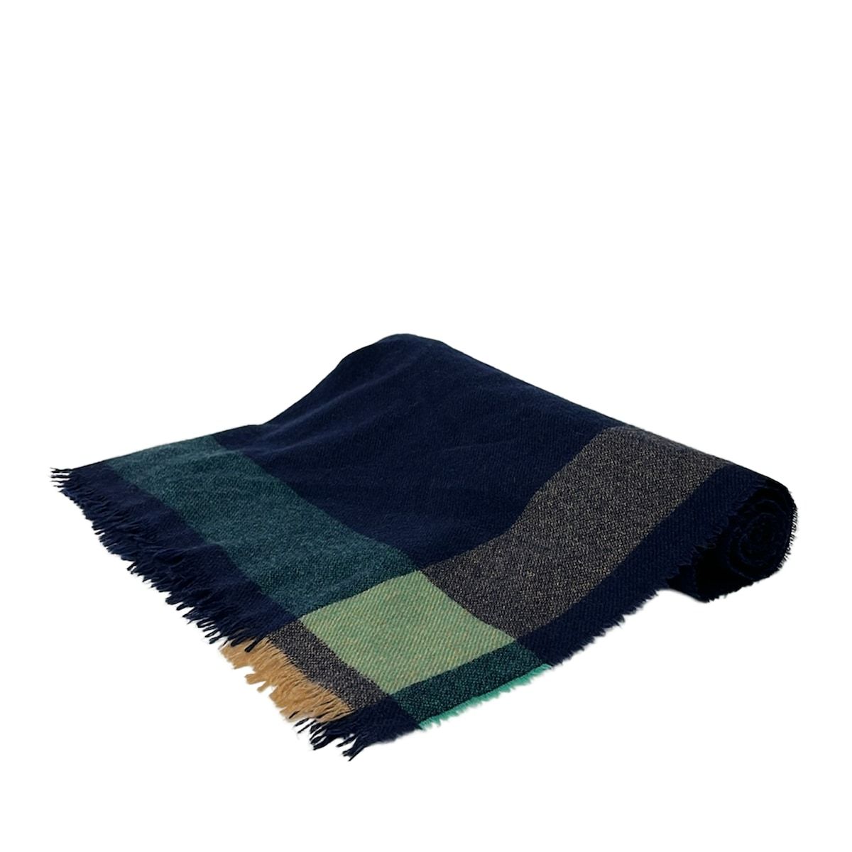 johnstons of elgin(ジョンストンズ) ストール(ショール)美品 - ネイビー×ベージュ×マルチ チェック柄 カシミヤ