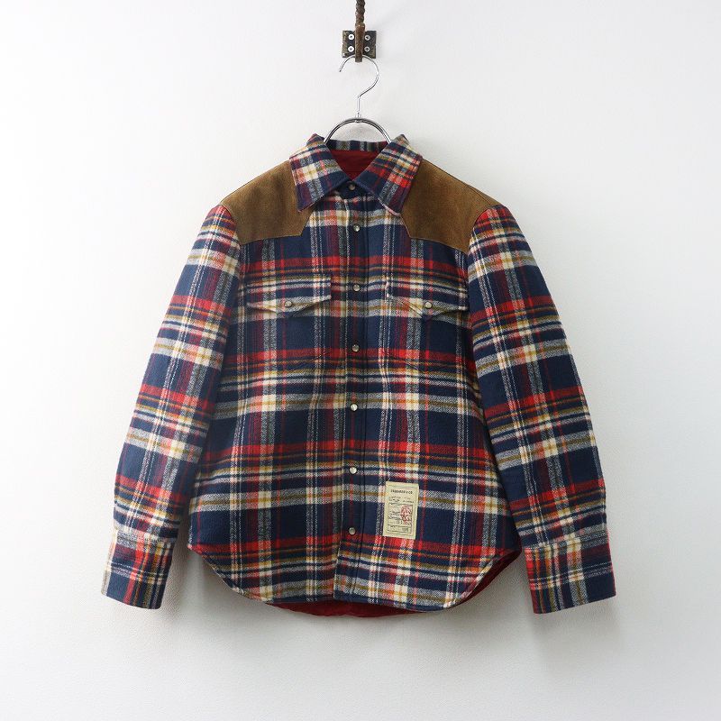 Archive DSQUARED2 ディースクエアード スウェード切替 中綿 ネルシャツジャケット 40 ネイビーチェック×レッド┃//【2400014937435】 19,995円