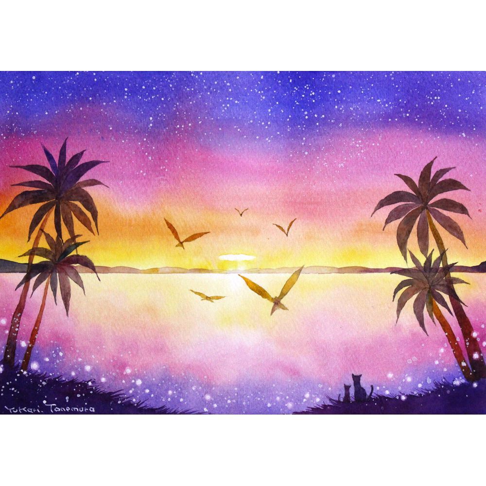 原画）sunset【SMサイズ／水彩画／#3149】 - メルカリ