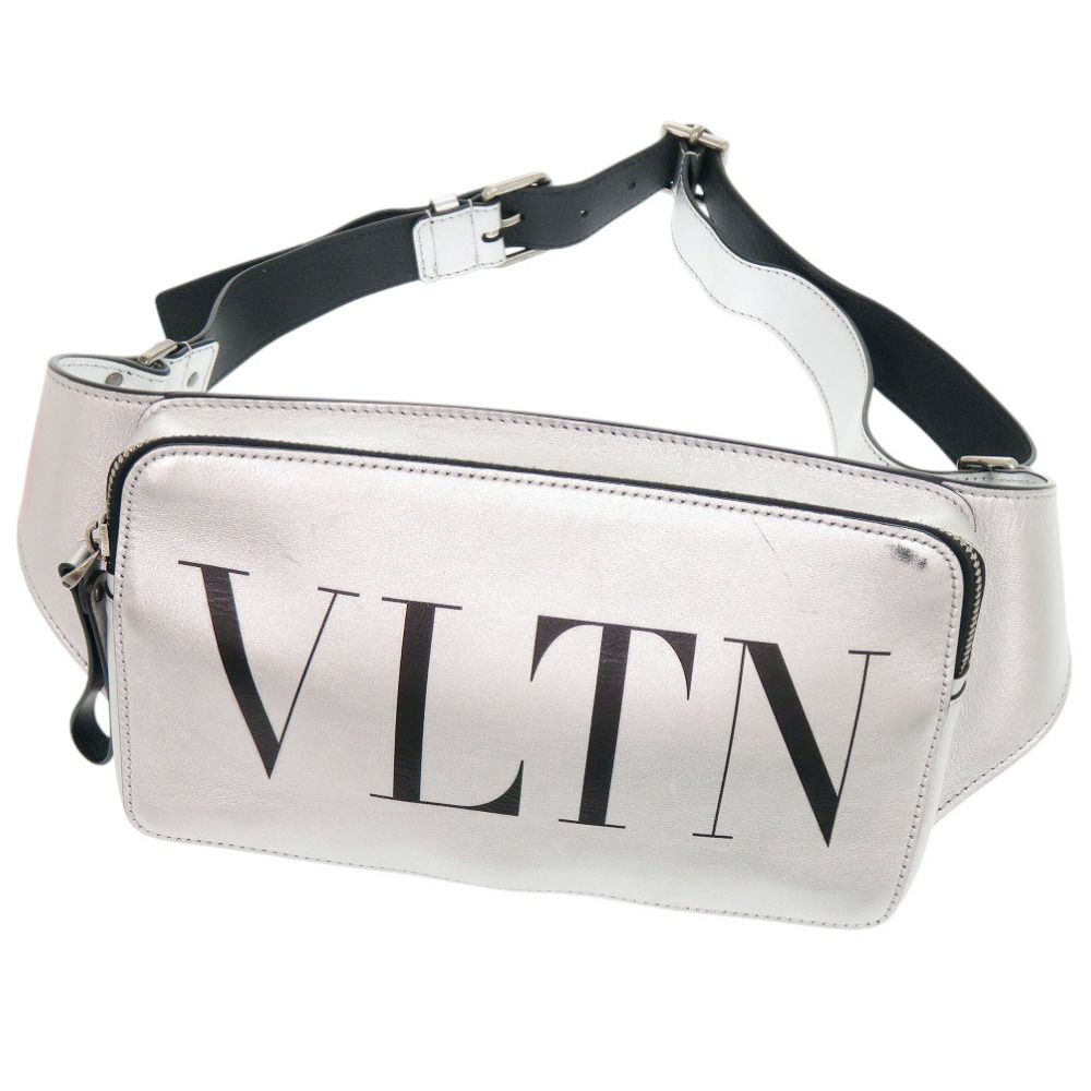 VALENTINO ヴァレンティノガラヴァーニ　シルバー ボディバッグ VLTN 美品 ヴァレンティノ ガラヴァーニ VLTN XY2B0719UYS レザー シルバー
