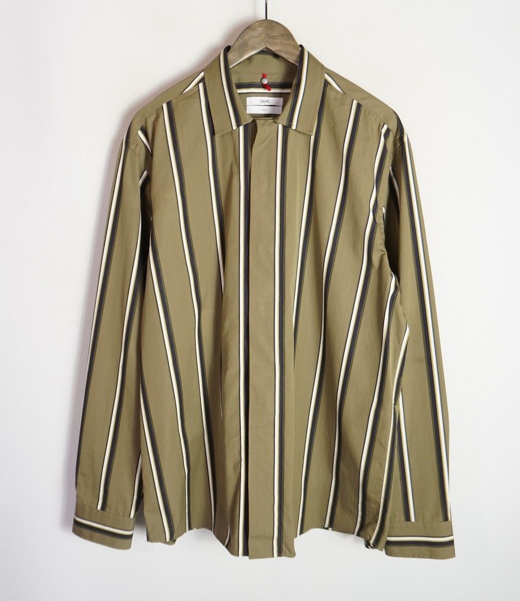 国内正規 美品 OAMC オーエーエムシー OVER ALL MASTER CLOTH 長袖 ストライプ パルス シャツ 比翼 I025556 2720700280 サイズM 本物 807P♪