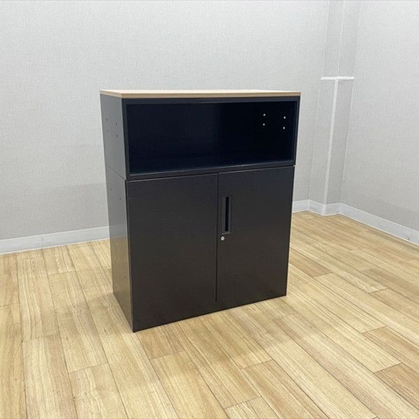 両開き書庫 オープンキャビネット エディア ブラックタイプ 天板付 オフィス収納 スチールキャビネット コクヨ ブラック 21,384円