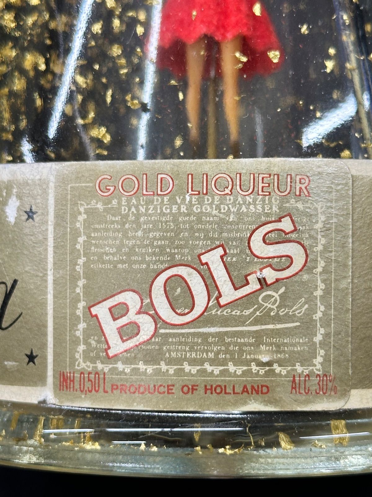 未開封】BOLS バレリーナ ゴールドリキュール 500ml オルゴール動作品