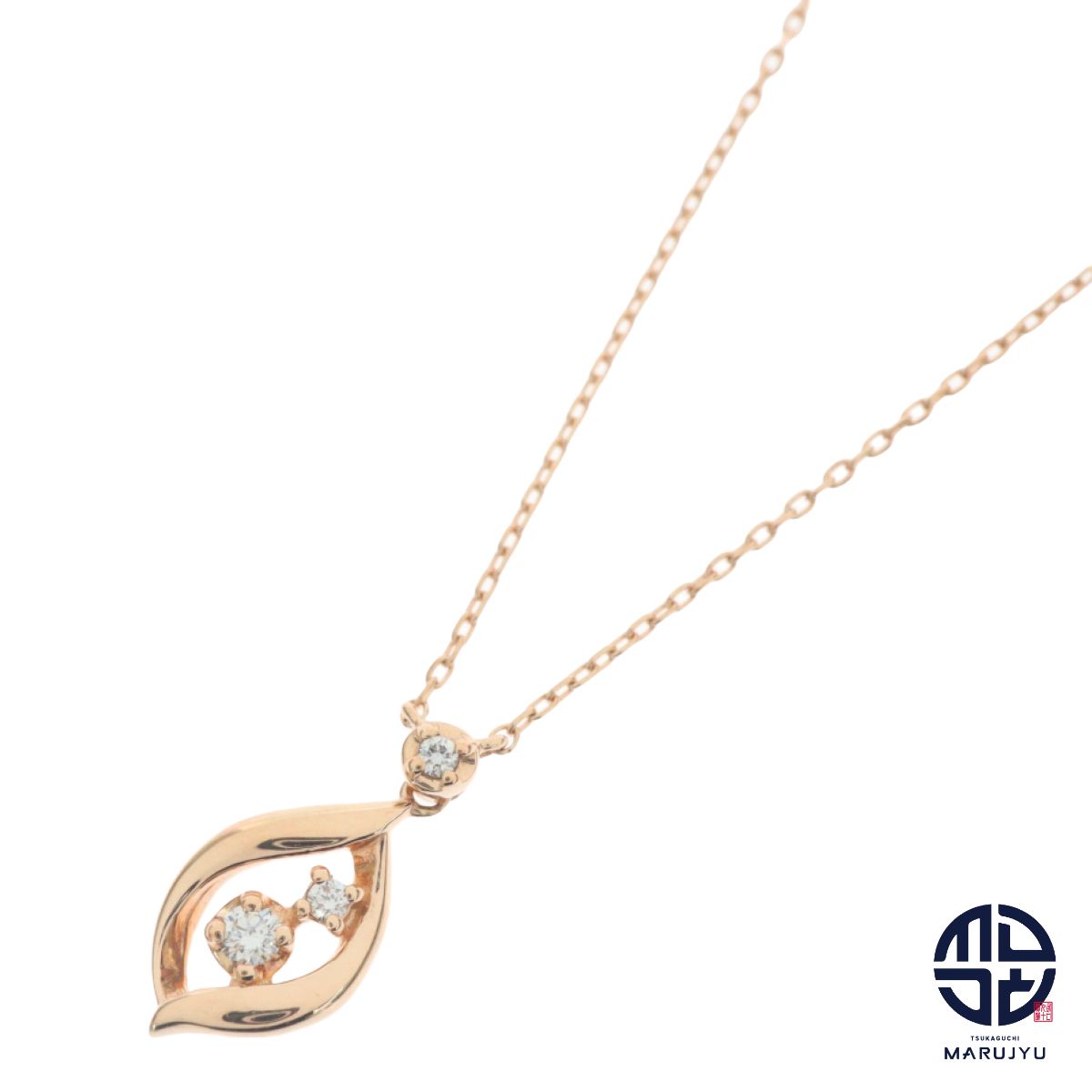VENDOME AOYAMA ヴァンドーム青山 K10PG 10金ピンクゴールド しずくモチーフ リーフ ダイヤ3P ネックレス ジュエリー アクセサリー ブランド 華奢 スキンジュエリー