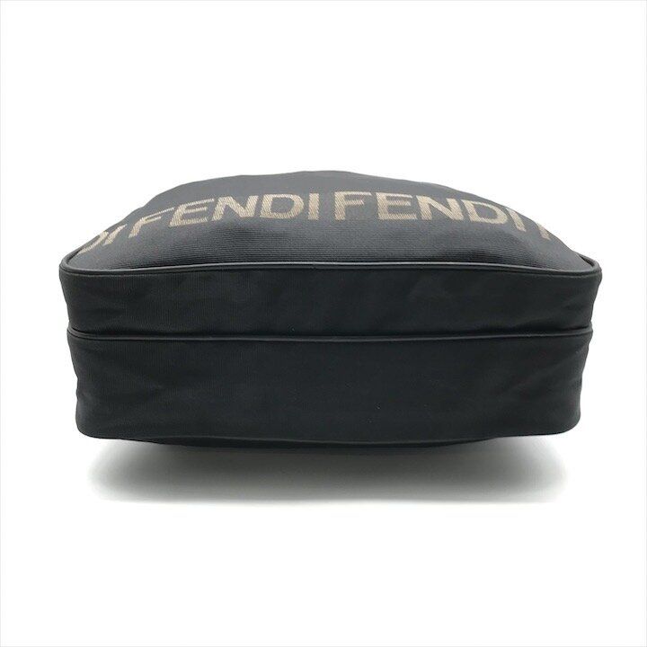 良品 FENDI フェンディ ナイロン ショルダー バッグ ブラック ロゴ