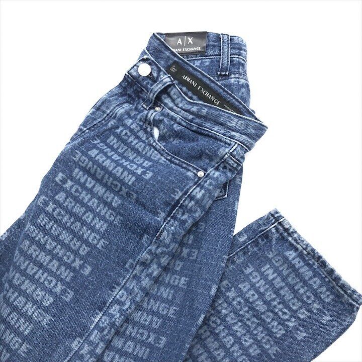 未使用保管品 ARMANI EXCHANGE アルマーニ エクスチェンジ 総柄 デニム 