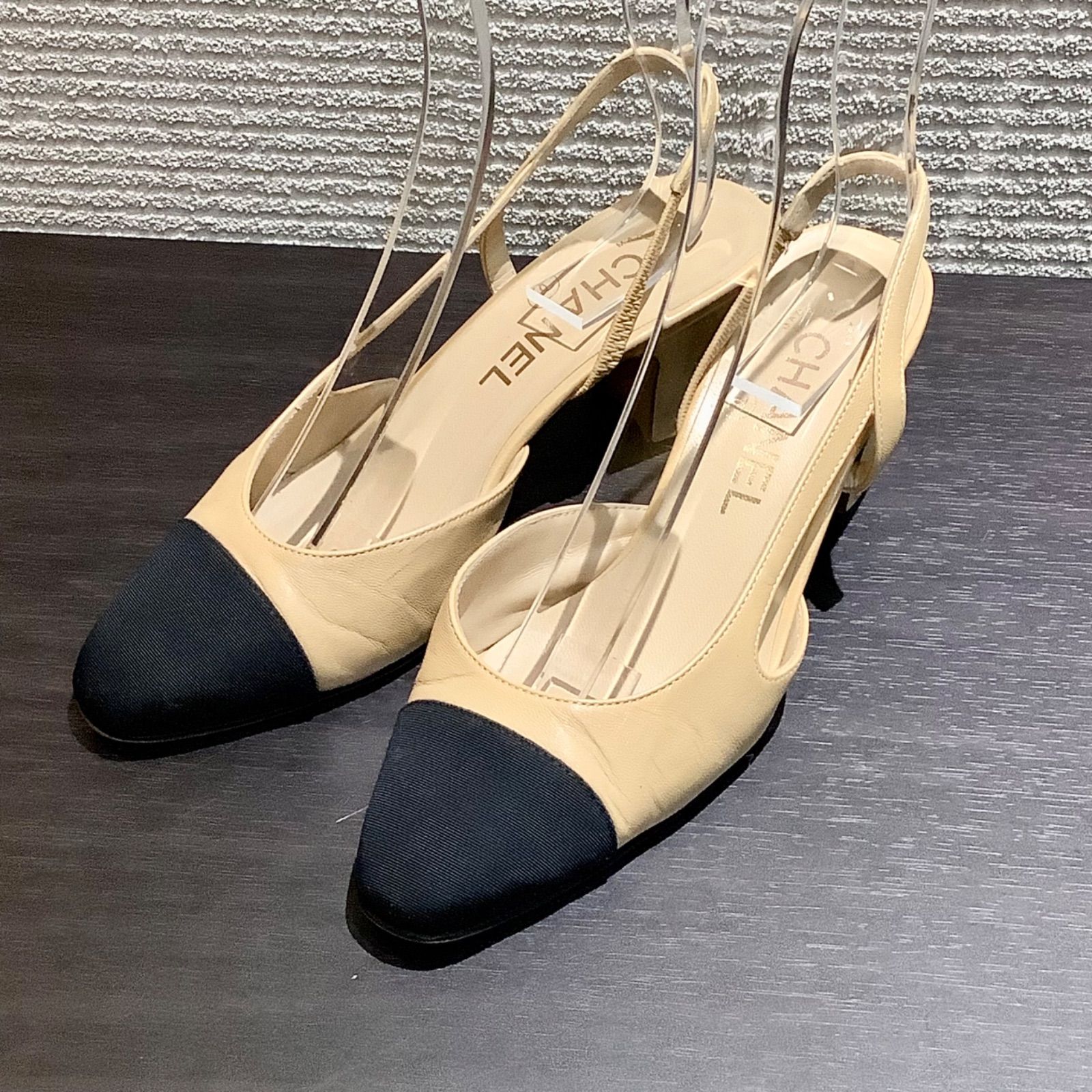 シャネル CHANEL 26SS スリングバック パンプス ココマーク ベージュ
