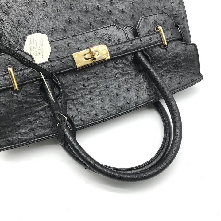 美品 GENUINE OSTRICH ジェニュイン オーストリッチ レザー ハンド 